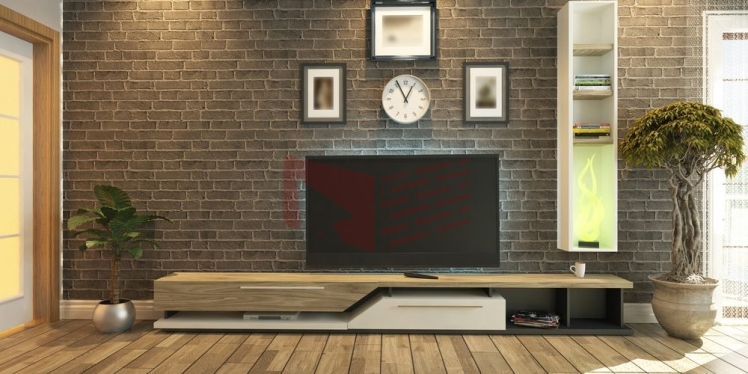 دیوار تلویزیون (تی‌وی وال) چشم نواز با آجر + ایده‌های 2023